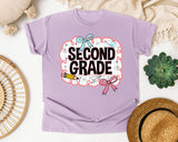 Second Grade Scallop Bow graphic tee in Orchid