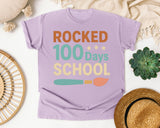 Rocked 100 Days Of School graphic tee in Orchid