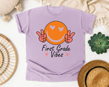 First Grade Vibes Smiley graphic tee in Orchid