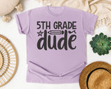 5th Grade Dude White graphic tee in Orchid