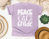 Peace Out 1st Grade White graphic tee in Orchid