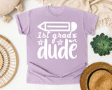 1st Grade Dude White 2 graphic tee in Orchid