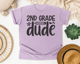 2nd Grade Dude White graphic tee in Orchid