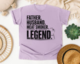 Father Husband Meat Smoker Legend Black graphic tee in Orchid