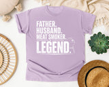 Father Husband Meat Smoker Legend White graphic tee in Orchid