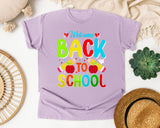 Welcome Back To School graphic tee in Orchid
