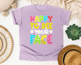 Happy To See Your Face graphic tee in Orchid