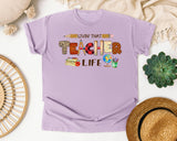 Livin That Teacher Life graphic tee in Orchid