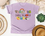 Teachers Change The World graphic tee in Orchid