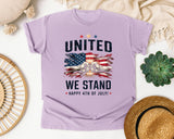 United We Stand Happy 4th Of July Grey 2 graphic tee in Orchid
