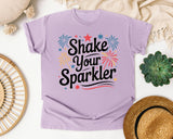 Shake Your Sparkler White 5 graphic tee in Orchid