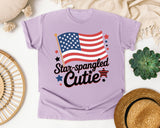 Star Spangled Cutie Black graphic tee in Orchid