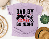Dad By Day Gamer By Night White graphic tee in Orchid