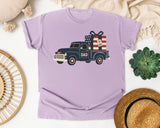 Patriotic Truck With Gifts graphic tee in Orchid