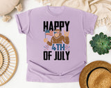 Happy 4th Of July White 3 graphic tee in Orchid