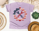 Patriotic Gear And Wrenches graphic tee in Orchid