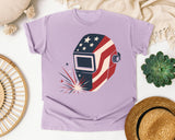 Patriotic Welding Helmet graphic tee in Orchid