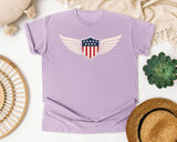 Patriotic Winged Shield graphic tee in Orchid