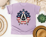 Patriotic Compass Gear Emblem Navy graphic tee in Orchid