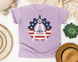 Patriotic Compass Gear Emblem Navy 2 graphic tee in Orchid