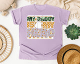 My Daddy Is My Hero White graphic tee in Orchid