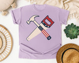 Patriotic Hammer And Saw graphic tee in Orchid
