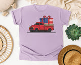 Red Truck With Flag Gift graphic tee in Orchid
