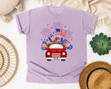 Patriotic Truck Fireworks graphic tee in Orchid
