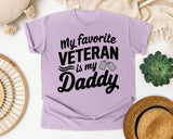 My Favorite Veteran Is My Daddy White graphic tee in Orchid