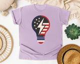 Patriotic Light Bulb Navy graphic tee in Orchid