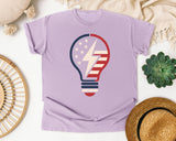 Patriotic Light Bulb Red graphic tee in Orchid