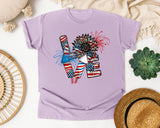 Love Patriotic Sunflower graphic tee in Orchid