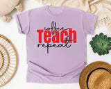 Coffee Teach Repeat graphic tee in Orchid