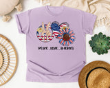 Peace Love America Grey graphic tee in Orchid