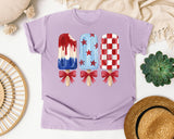 Patriotic Popsicles With Bows graphic tee in Orchid