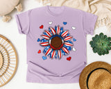 Patriotic Sunflower Hearts graphic tee in Orchid
