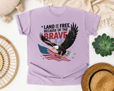 Land Of The Free Because Of The Brave Black graphic tee in Orchid