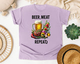Beer Meat Repeat Brown graphic tee in Orchid