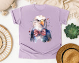 Eagle With Patriotic Bow Tie graphic tee in Orchid