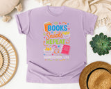 Books Snacks Repeat Homeschool Life graphic tee in Orchid