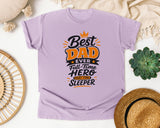 Best Dad Ever Full Time Hero Part Time Sleeper Grey graphic tee in Orchid