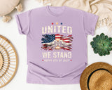 United We Stand Happy 4th Of July Grey graphic tee in Orchid
