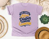 Dad Jokes Legend Diaper Changing Champion Gold graphic tee in Orchid