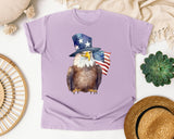 Eagle With Flag Hat graphic tee in Orchid