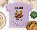 Beer Meat Repeat Brown 2 graphic tee in Orchid