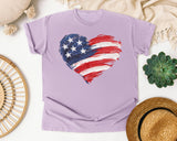 American Flag Heart Red 2 graphic tee in Orchid