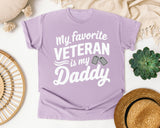 My Favorite Veteran Is My Daddy White 2 graphic tee in Orchid