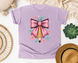 Pencil Bow Floral graphic tee in Orchid
