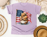 Hamster With American Flag graphic tee in Orchid