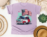 Classic Car With Flags graphic tee in Orchid
